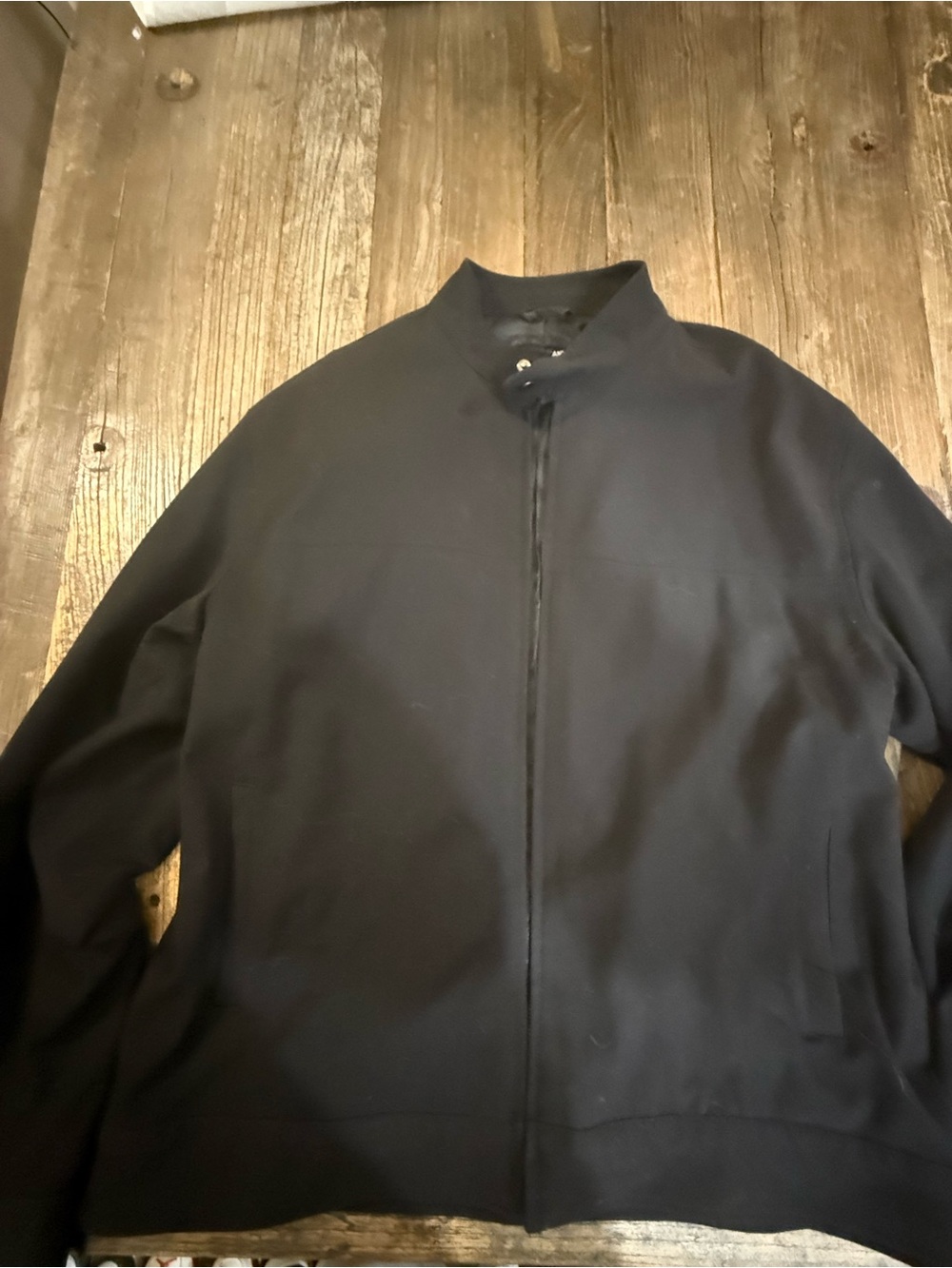Michael Brandon Black Bomber Jacket with Stand Collar